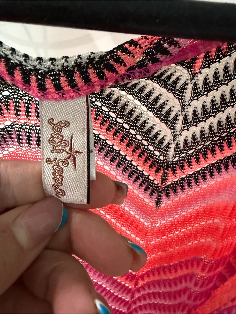 Luli Fama Vibrant Chevron Knit coverup in Pink & Coral - Picture 4 of 8